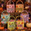 Picture of Personalized Halloween Basket, Custom Name Trick or Treat Bag, Pumpkin Candy Bucket for Kids, Cute Boo Basket, Halloween Gift for Toddler