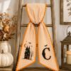 Picture of Personalized Halloween Sash, Embroidered Haunted House Monogram Sash, Orange Halloween Accessory, Custom Initial Spooky Halloween Gift