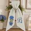 Picture of Personalized Floral Sash, Embroidered Hydrangea Monogram Sash, Blue Flower Custom Initial Sash, Spring Gift for Her, Garden Party Accessory