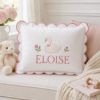 Picture of Personalized Swan Name Pillow, Embroidered Scalloped Pillow, Custom Baby Girl Cushion, Floral Swan Nursery Decor, Baby Shower Gift