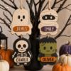 Picture of Personalized Halloween Ornament, Custom Name Wooden Ghost Mummy Skeleton Monster Ornament, Kids Halloween Gift, Spooky Family Decor