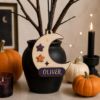 Picture of Personalized Witch Halloween Ornament, Custom Name Wooden Witch Hat Cauldron Potion Moon Ornament, Spooky Halloween Tree Decor, Kids Gift
