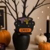 Picture of Personalized Witch Halloween Ornament, Custom Name Wooden Witch Hat Cauldron Potion Moon Ornament, Spooky Halloween Tree Decor, Kids Gift