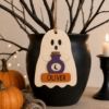 Picture of Personalized Ghost Halloween Ornament, Custom Name Wooden Ghost Ornament, Pumpkin Black Cat Potion Decor, Kids Spooky Halloween Gift