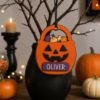 Picture of Personalized Halloween Candy Ornament, Custom Name Wooden Candy Corn Caramel Apple Lollipop Pumpkin Bucket, Kids Trick or Treat Gift
