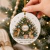 Picture of Personalized First Christmas Ceramic Ornament, Custom Name 2026 Woodland Deer Bunny Keepsake, Baby Christmas Gift, Holiday Tree Decoration