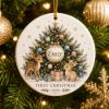 Picture of Personalized First Christmas Ceramic Ornament, Custom Name 2026 Woodland Deer Bunny Keepsake, Baby Christmas Gift, Holiday Tree Decoration