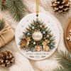 Picture of Personalized First Christmas Ceramic Ornament, Custom Name 2026 Woodland Deer Bunny Keepsake, Baby Christmas Gift, Holiday Tree Decoration