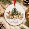 Picture of Personalized Baby's First Christmas Ceramic Ornament, Custom Name 2026 Woodland Deer Bunny, Newborn Keepsake, Baby Girl Christmas Gift Decor