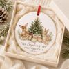 Picture of Personalized Baby's First Christmas Ceramic Ornament, Custom Name 2026 Woodland Deer Bunny, Newborn Keepsake, Baby Girl Christmas Gift Decor
