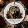Picture of Personalized Gothic Wedding Ceramic Ornament 2026, Skeleton Bride Groom, Custom Last Name Date, Til Death Do Us Part Halloween Keepsake Gift