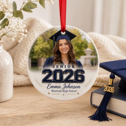 Picture of Personalized Graduation Photo Ornament 2026, Custom Senior Picture Ornament, High School Graduate Gift, Class of 2026 Christmas Keepsake