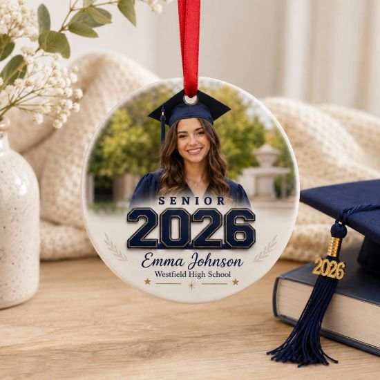 Picture of Personalized Graduation Photo Ornament 2026, Custom Senior Picture Ornament, High School Graduate Gift, Class of 2026 Christmas Keepsake