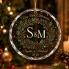 Picture of Personalized First Christmas Glass Ornament, Couple Initials Names Keepsake (2026)