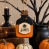 Picture of Personalized Halloween Potion Bottle Ornament, Custom Name Wooden Decor, Kids Halloween Gift, Spooky Tree Decor, Pumpkin Ghost Bat Keepsake