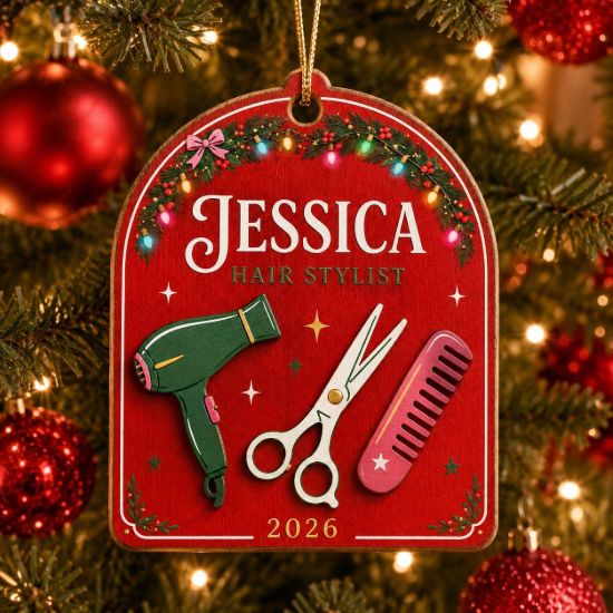 Picture of Personalized Hair Stylist Ornament, Custom Hairstylist Christmas Gift, Salon Owner Ornament, Hairdresser Gift, Name 2026 Keepsake, Xmas Gift