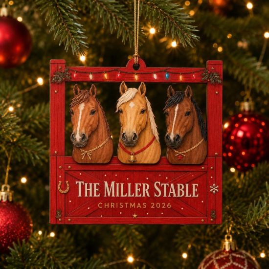 Picture of Personalized Horse Christmas Ornament, Custom Stable Name Ornament, Equestrian Gift, Horse Lover Gift, Stable Keepsake, Christmas 2026 Decor