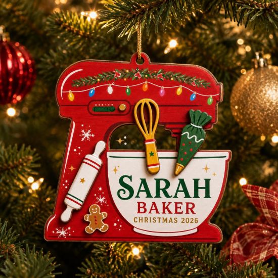 Picture of Personalized Baker Christmas Ornament, Custom Name Baking Gift, Baker Gift, Mixer Ornament, Christmas 2026 Keepsake, Holiday Kitchen Decor