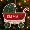Picture of Personalized Baby First Christmas Ornament, Custom Name Baby Carriage Ornament, Newborn Keepsake, Baby 1st Christmas Gift, 2026 Xmas Decor