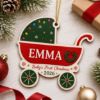 Picture of Personalized Baby First Christmas Ornament, Custom Name Baby Carriage Ornament, Newborn Keepsake, Baby 1st Christmas Gift, 2026 Xmas Decor