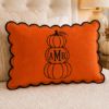 Picture of Personalized Pumpkin Monogram Pillow, Embroidered Halloween Linen Pillow, Custom Initial Fall Throw Pillow, Thanksgiving Home Decor