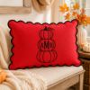 Picture of Personalized Pumpkin Monogram Pillow, Embroidered Halloween Linen Pillow, Custom Initial Fall Throw Pillow, Thanksgiving Home Decor