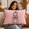 Picture of Personalized Pumpkin Monogram Pillow, Embroidered Halloween Linen Pillow, Custom Initial Fall Throw Pillow, Thanksgiving Home Decor