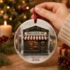 Picture of Personalized Coffee Shop Christmas Ornament, Custom Cafe Name Gift, 2 Layer Ceramic Acrylic Ornament, Small Business Gift, 2026 Xmas Decor