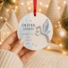 Picture of Personalized Baby Birth Stats Ornament, Custom Stork Newborn Gift, 2 Layer Ceramic Acrylic Keepsake, Baby Boy Christmas Ornament 2026 Gift