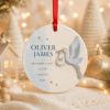 Picture of Personalized Baby Birth Stats Ornament, Custom Stork Newborn Gift, 2 Layer Ceramic Acrylic Keepsake, Baby Boy Christmas Ornament 2026 Gift