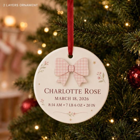 Picture of Personalized Baby Birth Ornament, Custom Birth Stats Christmas Ornament, Newborn Keepsake, Baby Girl Gift, Birth Announcement Ornament 2026