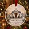 Picture of Personalized First Christmas Married Ornament, Custom Couple Wedding Chapel Gift, 2 Layer Ceramic Acrylic Keepsake, Newlywed Christmas 2026