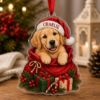 Picture of Personalized Dog Christmas Ornament, Custom Pet Name Golden Puppy Gift, 2D Flat Acrylic Ornament, Dog Lover Christmas Keepsake, Pet Gift