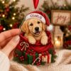 Picture of Personalized Dog Christmas Ornament, Custom Pet Name Golden Puppy Gift, 2D Flat Acrylic Ornament, Dog Lover Christmas Keepsake, Pet Gift