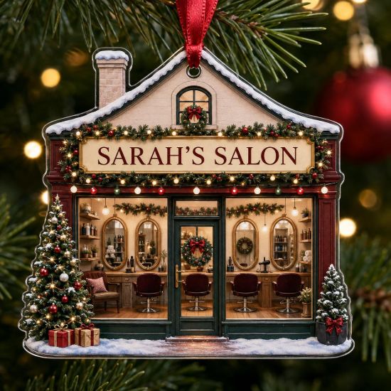 Picture of Personalized Hair Salon Ornament, Custom Salon Name Christmas Gift, 2D Flat Acrylic Ornament, Hairstylist & Salon Owner Keepsake, Xmas 2026