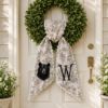 Picture of Personalized Black Bear Wreath Sash, Hunting Monogram Sash, Woodland Cabin Sash, Custom Initial Fall Wreath Sash, Rustic Lodge Hostess Gift