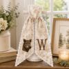 Picture of Personalized Wild Boar Wreath Sash, Neutral Monogram Sash, Custom Initial Hunting Bear  Wreath Bow, Rustic Thanksgiving Lodge Hostess Gift