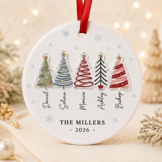 Picture of Personalized Family Christmas Ornament, Custom Names 2 Layer Ceramic Acrylic Ornament, Family Tree Keepsake, Christmas Gift for Family 2026