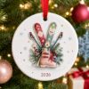 Picture of Personalized Ski Ornament, 2 Layer Ceramic Christmas Ornament, Ski Lover Gift, Winter Sports Keepsake, Custom Snowboard Xmas Decor