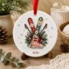 Picture of Personalized Ski Ornament, 2 Layer Ceramic Christmas Ornament, Ski Lover Gift, Winter Sports Keepsake, Custom Snowboard Xmas Decor