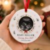 Picture of Personalized Pregnancy Announcement Ornament, Custom Ultrasound Photo 2 Layer Ceramic Acrylic Ornament, Baby Coming 2027, Christmas Keepsake