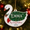 Picture of Personalized First Christmas Ornament, Custom Name Swan Wood Ornament, Baby First Christmas Gift, Personalized Kids Keepsake, Christmas 2026