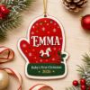 Picture of Personalized Baby First Christmas Ornament, Custom Name Mitten Wood Ornament, Rocking Horse Baby Keepsake, Newborn Christmas Gift 2026