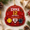 Picture of Personalized Softball Christmas Ornament, Custom Name Number Wood Ornament, Softball Player Gift for Girls, Team Keepsake, Christmas 2026