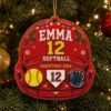 Picture of Personalized Softball Christmas Ornament, Custom Name Number Wood Ornament, Softball Player Gift for Girls, Team Keepsake, Christmas 2026