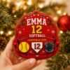 Picture of Personalized Softball Christmas Ornament, Custom Name Number Wood Ornament, Softball Player Gift for Girls, Team Keepsake, Christmas 2026