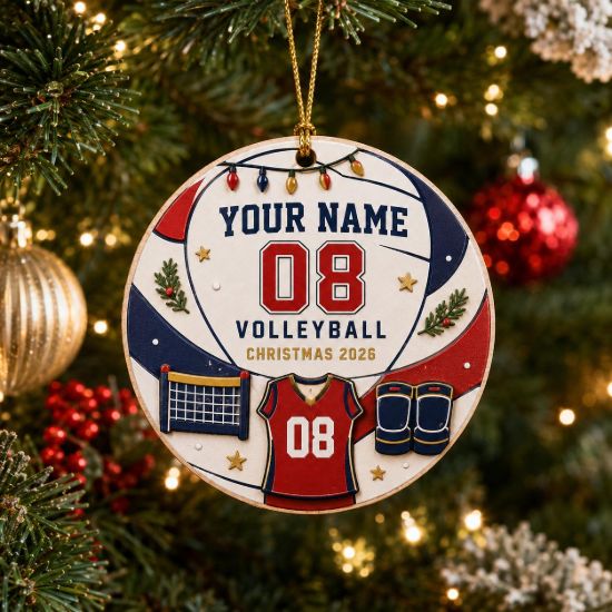Picture of Custom Volleyball Player Christmas Ornament, Personalized Name Jersey Number Gift, Volleyball Team Keepsake for Girls, Christmas Gift 2026