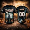 Picture of Personalized Halloween Baseball Jersey, Haunted House Pumpkin Shirt, Custom Team Name Number, Spooky Baseball Costume, Halloween Gift