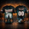 Picture of Personalized Halloween Baseball Jersey, Haunted House Pumpkin Shirt, Custom Team Name Number, Spooky Baseball Costume, Halloween Gift