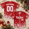 Picture of Personalized Christmas Baseball Jersey, Custom Name Number Snowflake Shirt, Holiday Team Jersey, Family Xmas Gift, Winter Sports Top